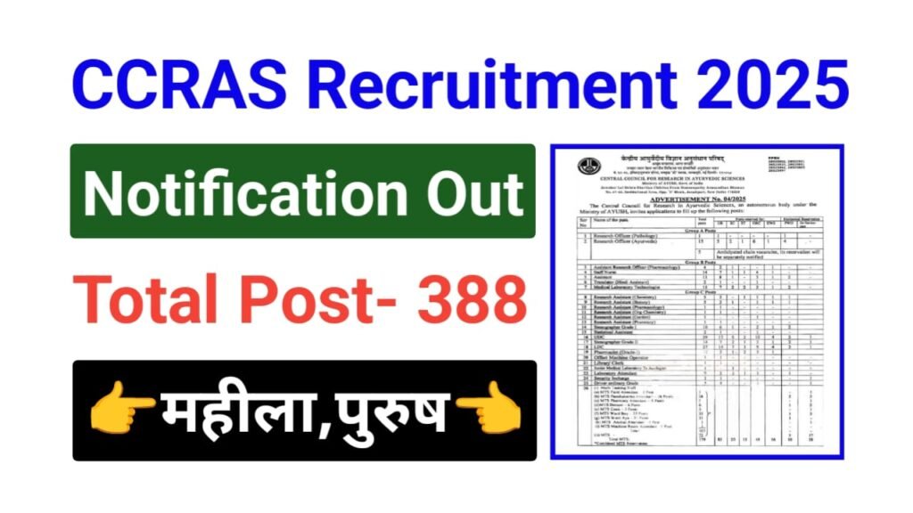 CCRAS Recruitment 2025